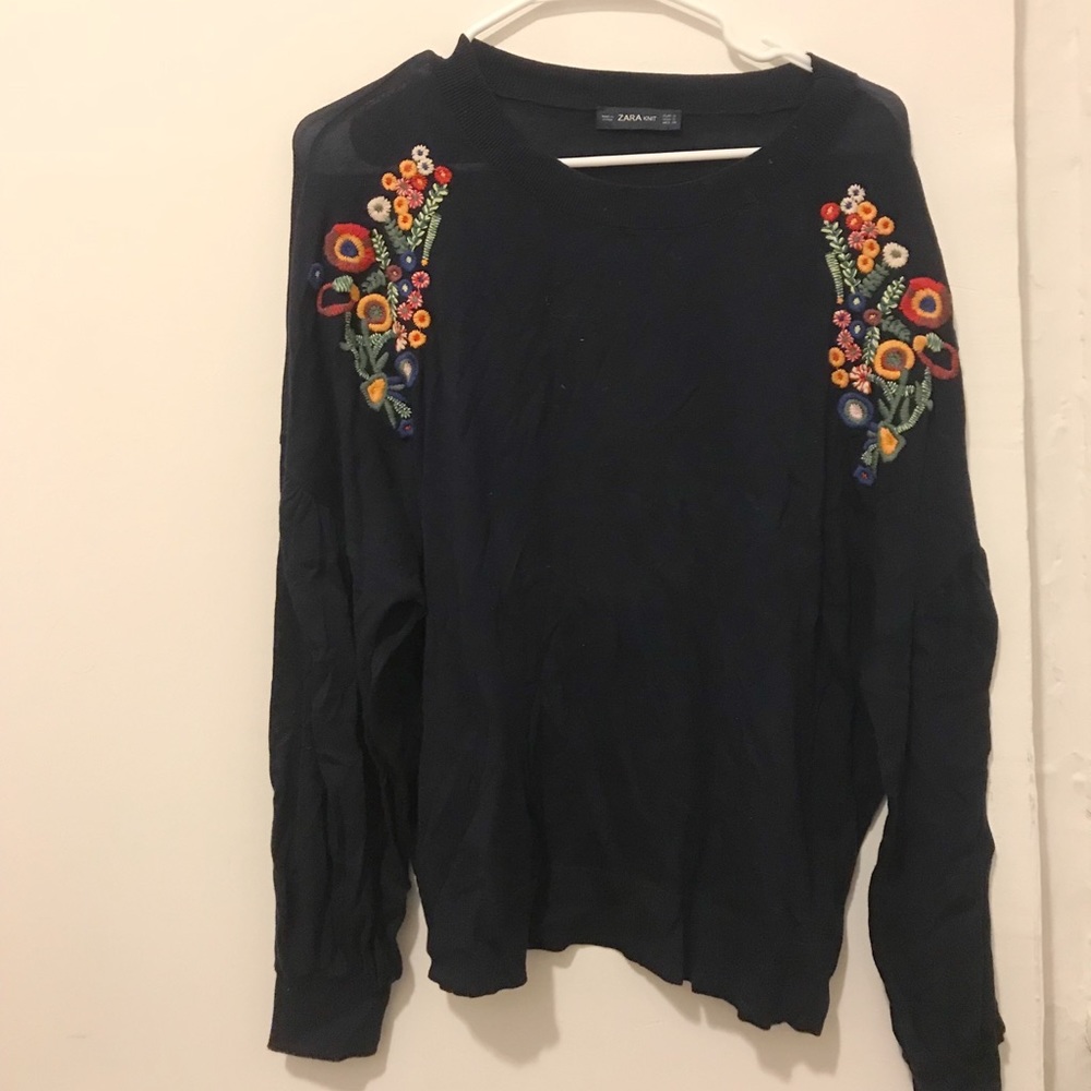 Zara Embroidered Floral Sweater